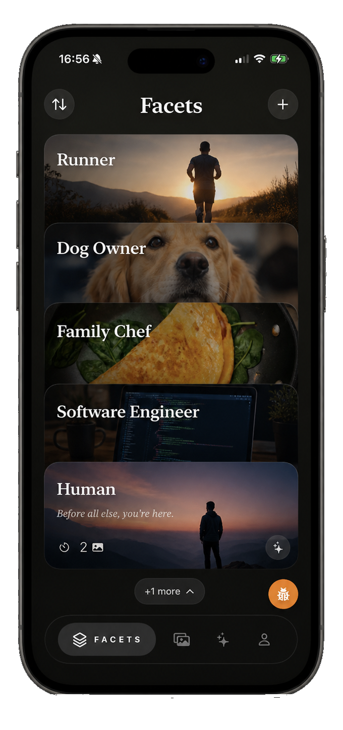 Facets home screen on iPhone