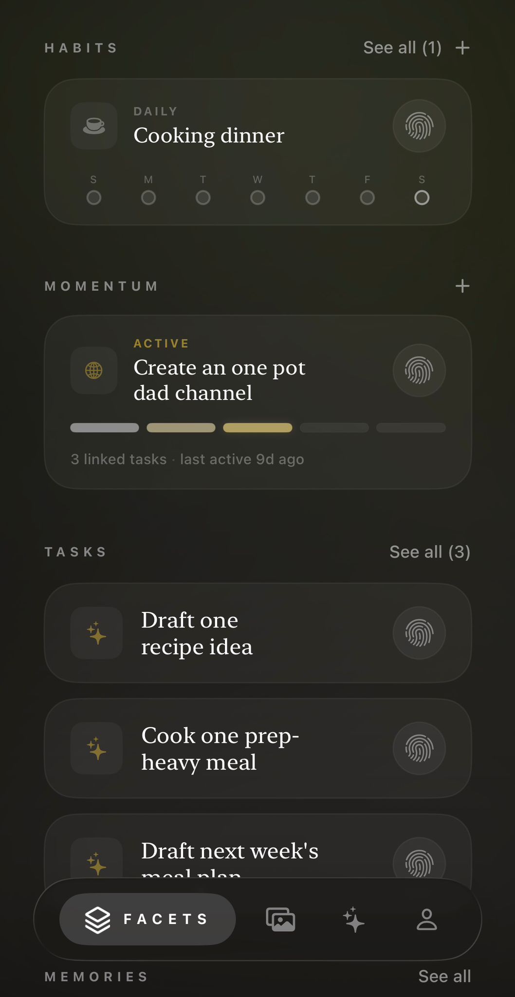 Expanded Family Chef role with habits, momentum, and tasks
