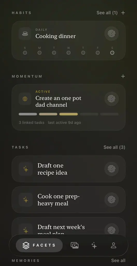 Expanded Family Chef role with habits, momentum, and tasks